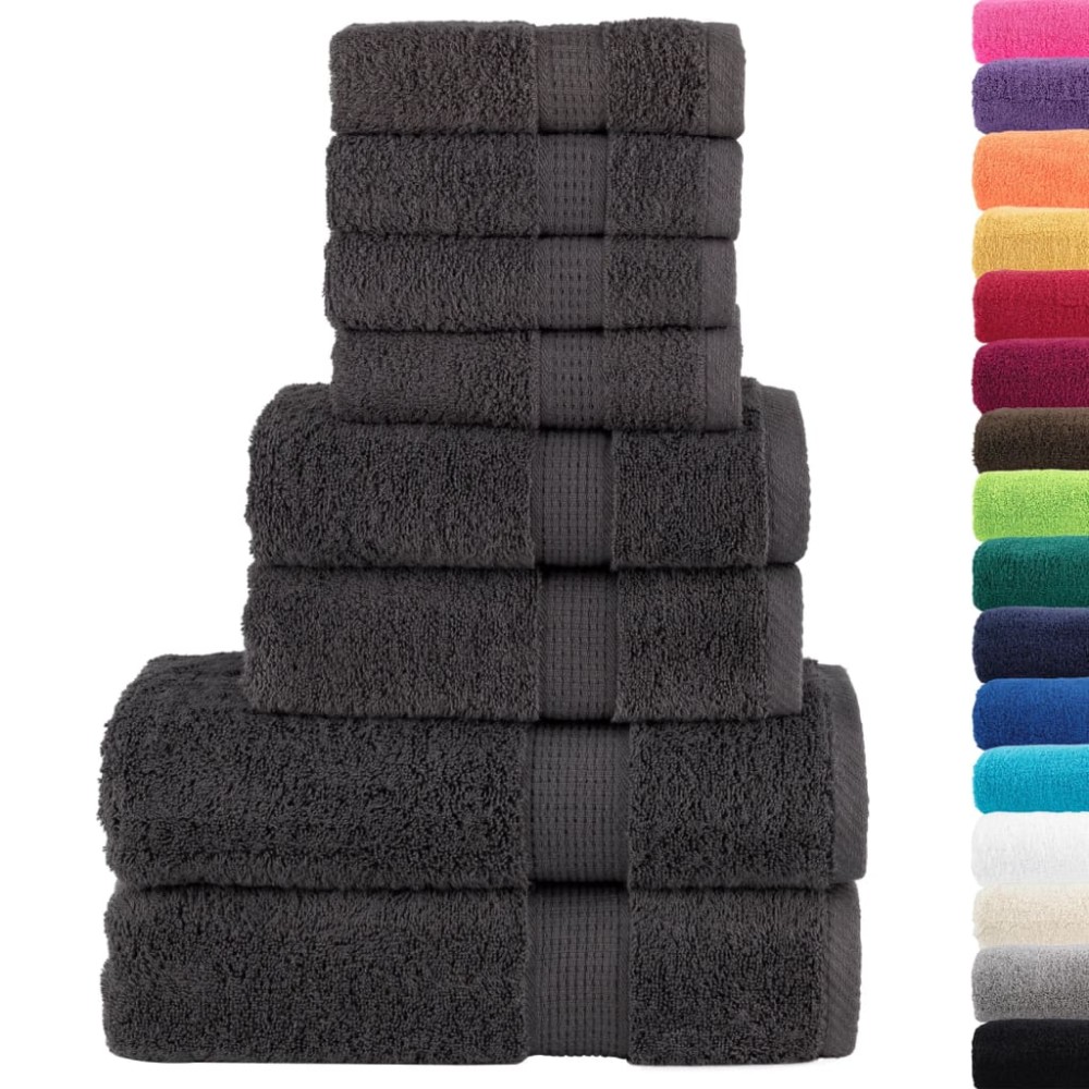 vidaXL Set de prosoape premium SOLUND, 8 piese, antracit, 600 g/m²