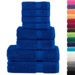 vidaXL Set de prosoape premium SOLUND, 8 piese, albastru, 600 g/m² vidaXL Set de prosoape premium SOLUND, 8 piese, albastru, 600 g/m²