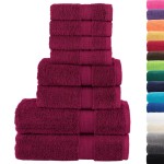 vidaXL Set de prosoape premium SOLUND, 8 piese, bordo, 600 g/m² vidaXL Set de prosoape premium SOLUND, 8 piese, bordo, 600 g/m²