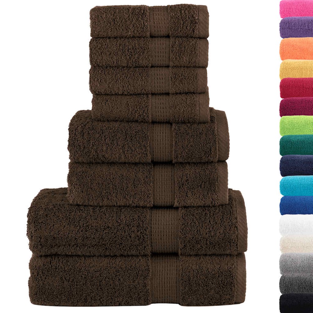 vidaXL Set de prosoape premium SOLUND, 8 piese, maro, 600 g/m²