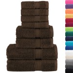 vidaXL Set de prosoape premium SOLUND, 8 piese, maro, 600 g/m²