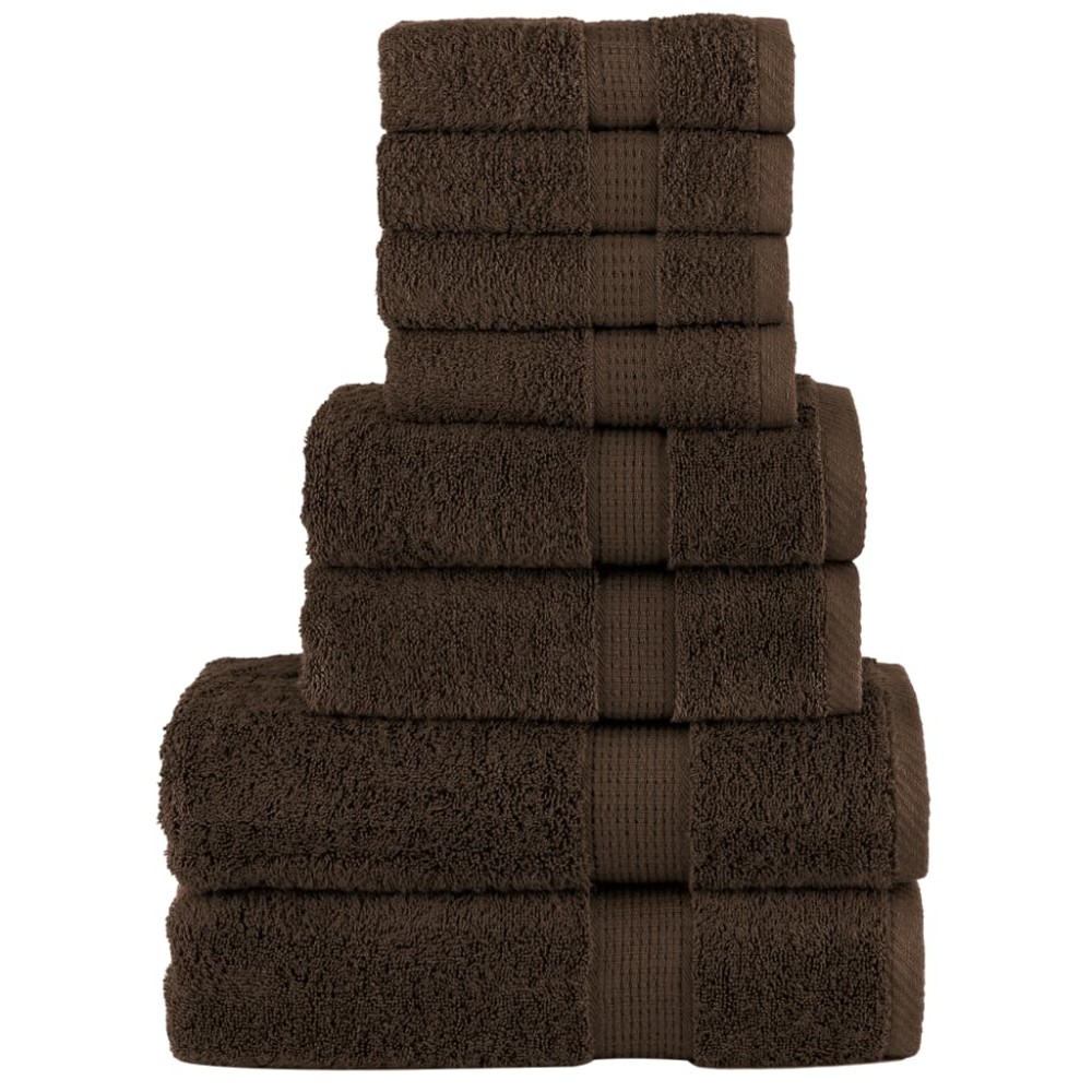 vidaXL Set de prosoape premium SOLUND, 8 piese, maro, 600 g/m²