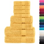 vidaXL Set de prosoape premium SOLUND, 8 piese, auriu, 600 g/m² vidaXL Set de prosoape premium SOLUND, 8 piese, auriu, 600 g/m²