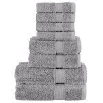 vidaXL Set de prosoape premium SOLUND, 8 piese, gri, 600 g/m² vidaXL Set de prosoape premium SOLUND, 8 piese, gri, 600 g/m²