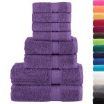 vidaXL Set de prosoape premium SOLUND, 8 piese, violet, 600 g/m² vidaXL Set de prosoape premium SOLUND, 8 piese, violet, 600 g/m²