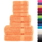 vidaXL Set de prosoape premium SOLUND, 8 piese, portocaliu, 600 g/m²