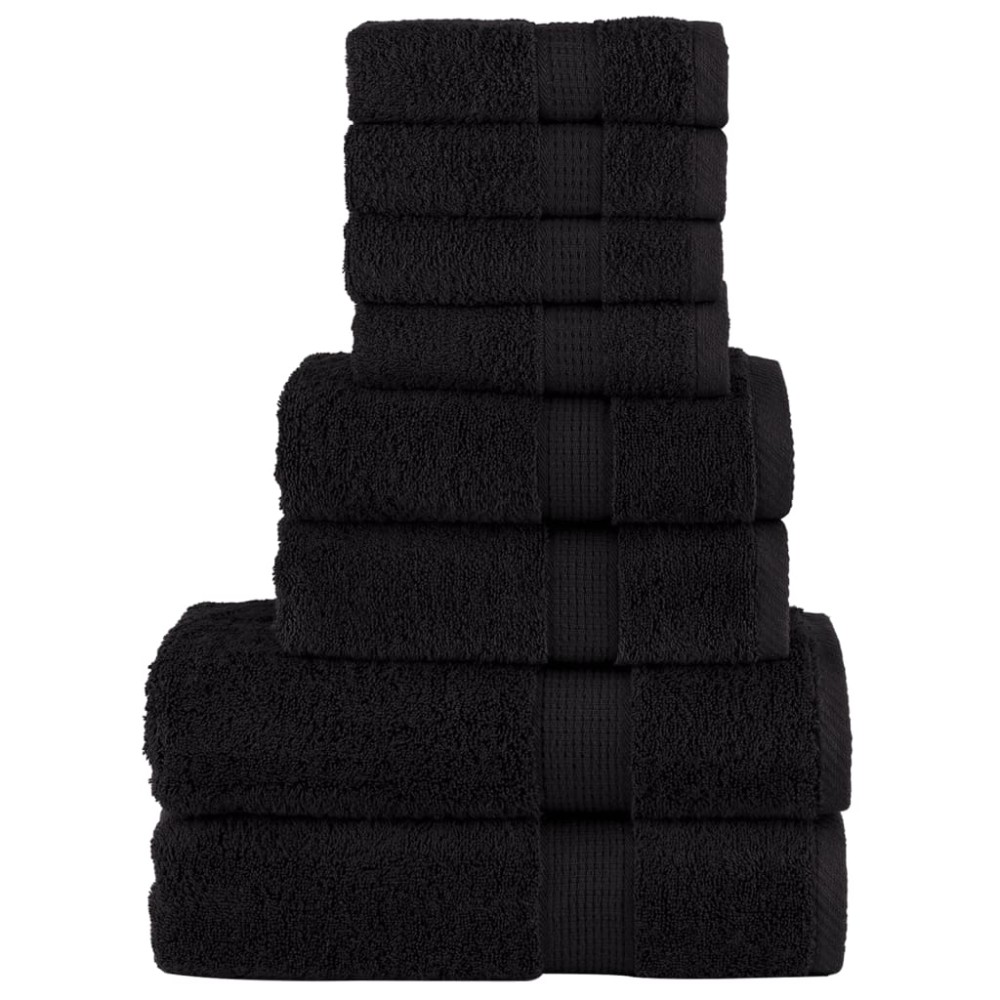 vidaXL Set de prosoape premium SOLUND, 8 piese, negru, 600 g/m²