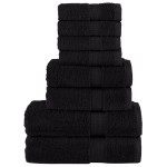 vidaXL Set de prosoape premium SOLUND, 8 piese, negru, 600 g/m² vidaXL Set de prosoape premium SOLUND, 8 piese, negru, 600 g/m²