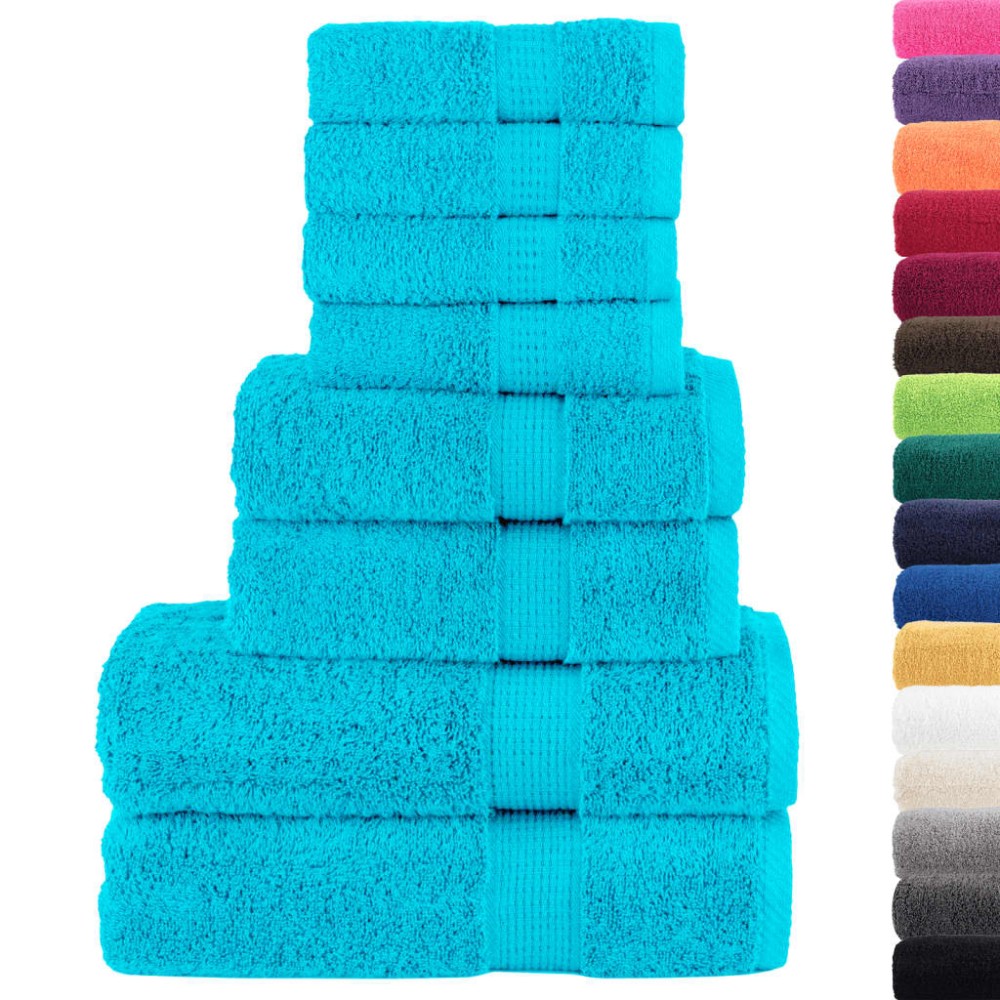 vidaXL Set de prosoape premium SOLUND, 8 piese, turcoaz, 600 g/m²