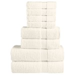 vidaXL Set de prosoape premium SOLUND, 8 piese, crem, 600 g/m² vidaXL Set de prosoape premium SOLUND, 8 piese, crem, 600 g/m²