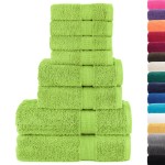 vidaXL Set de prosoape premium SOLUND, 8 piese, verde măr, 600 g/m² vidaXL Set de prosoape premium SOLUND, 8 piese, verde măr, 600 g/m²