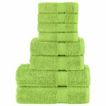 vidaXL Set de prosoape premium SOLUND, 8 piese, verde măr, 600 g/m² vidaXL Set de prosoape premium SOLUND, 8 piese, verde măr, 600 g/m²