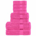 vidaXL Set de prosoape premium SOLUND, 8 piese, roz, 600 g/m² vidaXL Set de prosoape premium SOLUND, 8 piese, roz, 600 g/m²