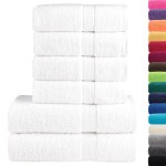 vidaXL Set de prosoape premium SOLUND, 6 piese, alb, 600 g/m² vidaXL Set de prosoape premium SOLUND, 6 piese, alb, 600 g/m²