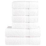 vidaXL Set de prosoape premium SOLUND, 6 piese, alb, 600 g/m² vidaXL Set de prosoape premium SOLUND, 6 piese, alb, 600 g/m²