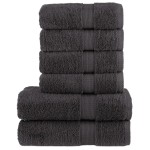 vidaXL Set de prosoape premium SOLUND, 6 piese, antracit, 600 g/m² vidaXL Set de prosoape premium SOLUND, 6 piese, antracit, 600 g/m²