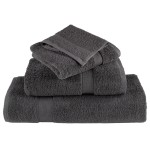 vidaXL Set de prosoape premium SOLUND, 6 piese, antracit, 600 g/m² vidaXL Set de prosoape premium SOLUND, 6 piese, antracit, 600 g/m²
