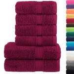 vidaXL Set de prosoape premium SOLUND, 6 piese, bordo, 600 g/m² vidaXL Set de prosoape premium SOLUND, 6 piese, bordo, 600 g/m²