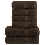 vidaXL Set de prosoape premium SOLUND, 6 piese, maro, 600 g/m² vidaXL Set de prosoape premium SOLUND, 6 piese, maro, 600 g/m²
