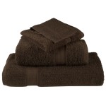 vidaXL Set de prosoape premium SOLUND, 6 piese, maro, 600 g/m² vidaXL Set de prosoape premium SOLUND, 6 piese, maro, 600 g/m²