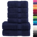 vidaXL Set de prosoape premium SOLUND, 6 piese, bleumarin, 600 g/m² vidaXL Set de prosoape premium SOLUND, 6 piese, bleumarin, 600 g/m²