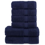 vidaXL Set de prosoape premium SOLUND, 6 piese, bleumarin, 600 g/m² vidaXL Set de prosoape premium SOLUND, 6 piese, bleumarin, 600 g/m²