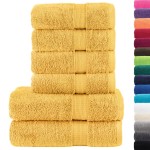 vidaXL Set de prosoape premium SOLUND, 6 piese, auriu, 600 g/m² vidaXL Set de prosoape premium SOLUND, 6 piese, auriu, 600 g/m²