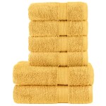 vidaXL Set de prosoape premium SOLUND, 6 piese, auriu, 600 g/m² vidaXL Set de prosoape premium SOLUND, 6 piese, auriu, 600 g/m²