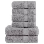 vidaXL Set de prosoape premium SOLUND, 6 piese, gri, 600 g/m² vidaXL Set de prosoape premium SOLUND, 6 piese, gri, 600 g/m²