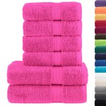 vidaXL Set de prosoape premium SOLUND, 6 piese, roz, 600 g/m² vidaXL Set de prosoape premium SOLUND, 6 piese, roz, 600 g/m²