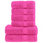 vidaXL Set de prosoape premium SOLUND, 6 piese, roz, 600 g/m² vidaXL Set de prosoape premium SOLUND, 6 piese, roz, 600 g/m²