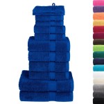 vidaXL Set de prosoape premium SOLUND, 12 piese, albastru, 600 g/m² vidaXL Set de prosoape premium SOLUND, 12 piese, albastru, 600 g/m²