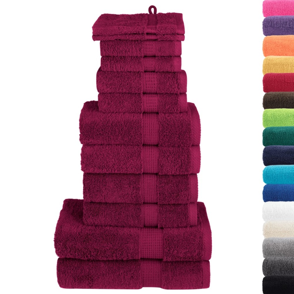 vidaXL Set de prosoape premium SOLUND, 12 piese, bordo, 600 g/m²