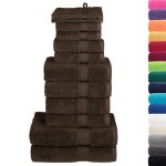 vidaXL Set de prosoape premium SOLUND, 12 piese, maro, 600 g/m² vidaXL Set de prosoape premium SOLUND, 12 piese, maro, 600 g/m²