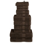 vidaXL Set de prosoape premium SOLUND, 12 piese, maro, 600 g/m² vidaXL Set de prosoape premium SOLUND, 12 piese, maro, 600 g/m²