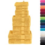 vidaXL Set de prosoape premium SOLUND, 12 piese, auriu, 600 g/m² vidaXL Set de prosoape premium SOLUND, 12 piese, auriu, 600 g/m²