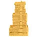 vidaXL Set de prosoape premium SOLUND, 12 piese, auriu, 600 g/m² vidaXL Set de prosoape premium SOLUND, 12 piese, auriu, 600 g/m²