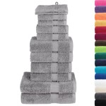 vidaXL Set de prosoape premium SOLUND, 12 piese, gri, 600 g/m² vidaXL Set de prosoape premium SOLUND, 12 piese, gri, 600 g/m²