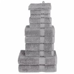 vidaXL Set de prosoape premium SOLUND, 12 piese, gri, 600 g/m² vidaXL Set de prosoape premium SOLUND, 12 piese, gri, 600 g/m²