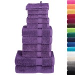 vidaXL Set de prosoape premium SOLUND, 12 piese, violet, 600 g/m² vidaXL Set de prosoape premium SOLUND, 12 piese, violet, 600 g/m²