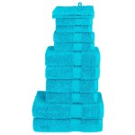vidaXL Set de prosoape premium SOLUND, 12 piese, turcoaz, 600 g/m² vidaXL Set de prosoape premium SOLUND, 12 piese, turcoaz, 600 g/m²