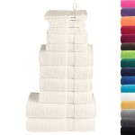 vidaXL Set de prosoape premium SOLUND, 12 piese, crem, 600 g/m² vidaXL Set de prosoape premium SOLUND, 12 piese, crem, 600 g/m²