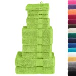 vidaXL Set de prosoape premium SOLUND, 12 piese, verde, 600 g/m² vidaXL Set de prosoape premium SOLUND, 12 piese, verde, 600 g/m²