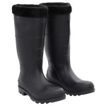 vidaXL Cizme de ploaie cu șosete detașabile, negru, mărime 42, PVC vidaXL Cizme de ploaie cu șosete detașabile, negru, mărime 42, PVC