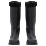 vidaXL Cizme de ploaie cu șosete detașabile, negru, mărime 42, PVC vidaXL Cizme de ploaie cu șosete detașabile, negru, mărime 42, PVC