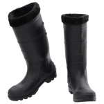 vidaXL Cizme de ploaie cu șosete detașabile, negru, mărime 43, PVC vidaXL Cizme de ploaie cu șosete detașabile, negru, mărime 43, PVC