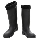 vidaXL Cizme de ploaie cu șosete detașabile, negru, mărime 44, PVC vidaXL Cizme de ploaie cu șosete detașabile, negru, mărime 44, PVC