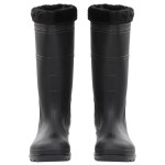 vidaXL Cizme de ploaie cu șosete detașabile, negru, mărime 44, PVC vidaXL Cizme de ploaie cu șosete detașabile, negru, mărime 44, PVC