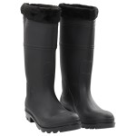 vidaXL Cizme de ploaie cu șosete detașabile, negru, mărime 45, PVC vidaXL Cizme de ploaie cu șosete detașabile, negru, mărime 45, PVC