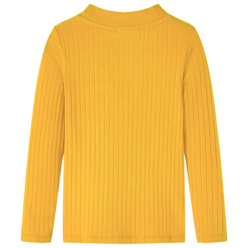 Tricou de copii cu mâneci lungi, tricot cu nervuri, ocru închis, 104